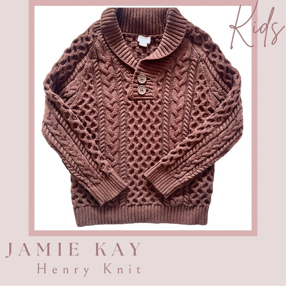 Jamie Kay Other - Jamie Kay Brown Cable Knit Shawl Collar Sweater